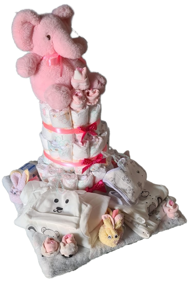 Diaper Cake 55 Piece -Pink