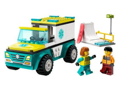 Lego City Emergency Ambulance and Snowboarder