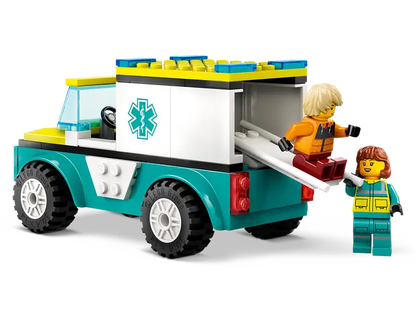 Lego City Emergency Ambulance and Snowboarder