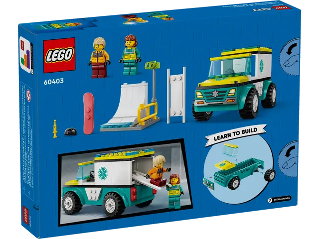 Lego City Emergency Ambulance and Snowboarder