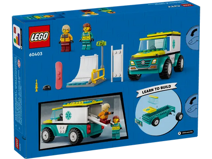 Lego City Emergency Ambulance and Snowboarder