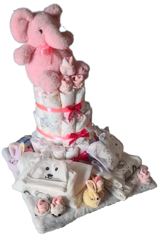 Diaper Cake 55 Piece -Pink